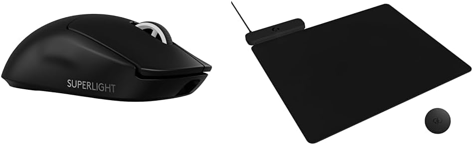 Logitech G Pro X Superlight 2 Lightspeed Wireless Gaming Mouse + Powerplay 2 Wireless Charging Mouse Pad Bundle - Black