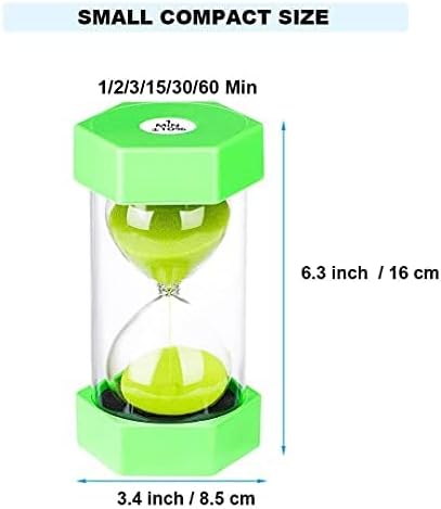 SuLiao Sand Timer 30 Minute Hourglass, Plastic Sand Clock 30 Minutes, Big Green Sand Watch 30 Min, Hour Glass Colored Sandglass Timer for Kids, Games, Classroom, Kitchen, Decorative