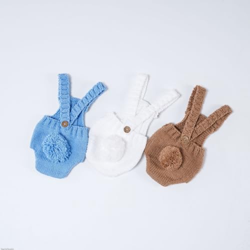 Easter Newborn Baby Photography Props Outfits,Boy Girls Photo Shoot Outfits Crochet Knitted Cute Romper Photo Props - color: Blue