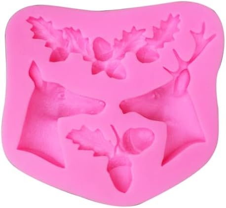 Christmas Silicone Baking DIY Multiple Deco Cake Fond Chocolate Selected Wood These Pend Are Designed for Durability Ensu That They Can Baking Silicone (Pink Christmas Elk