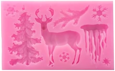 Christmas Silicone Baking DIY Multiple Deco Cake Fond Chocolate Selected Wood These Pend Are Designed for Durability Ensu That They Can Baking Silicone (Pink Christmas Tree Elk