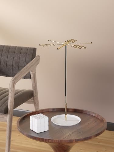 Rotating Necklace Holder,Tabletop Long Necklace Organizer Stand For Woman And Men,Jewelry Tree Bracelet And Earring Display Hanging Rack For Vendors,Small Jewelry Storage Stand