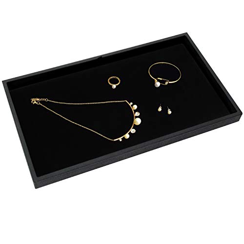 MOOCA 6 Pcs Set Jewelry Display Tray Pad Jewelry Display Tray Insert Accessory for Jewelries, 14 W x 7 1/2 D in, Black Velvet