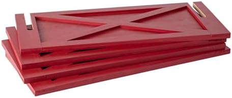Glitzhome Christmas Tree Collar, 24.5" L Farmhouse Red Handcrafted Wooden Tree Collar Tree Stand Cover Decorative Christmas Tree Skirt Collar for 7.5ft Tree Holiday Decor