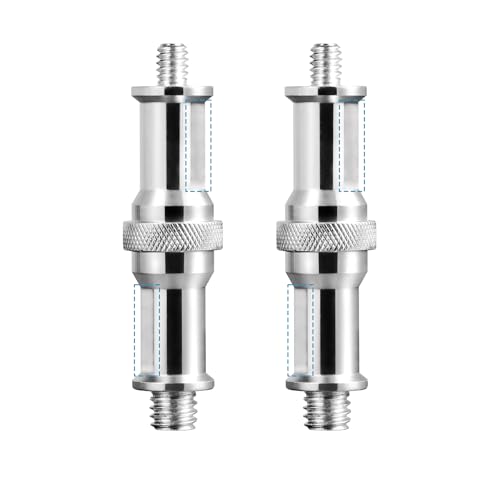 Selens 2Pcs Standard 1/4 '' to 3/8 '' Metal Male Convertor Threaded Screw Adapter Spigot Stud for Studio Light Stand,Hotshoe/Coldshoe Adapter,Super Clamp and Flash Holder - size: 2Pc