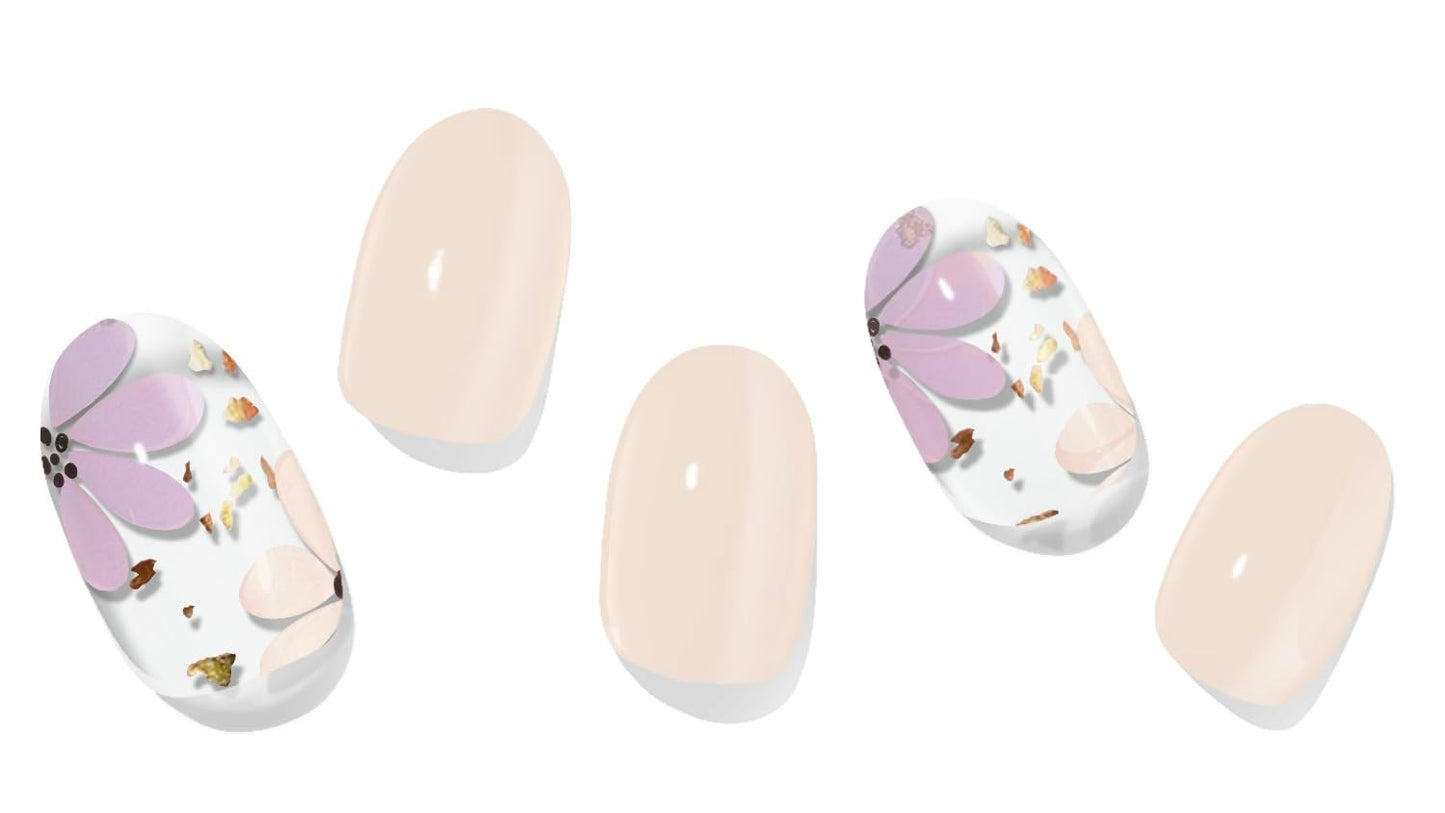 Semi-Cured Gel Nail Strips - 20 Salon-Quality Gel Sticker with UV Light Required, Long Lasting, Easy Application & Removal, Includes Prep Pad, Nail File, Wooden Stick (Beige Dewy)