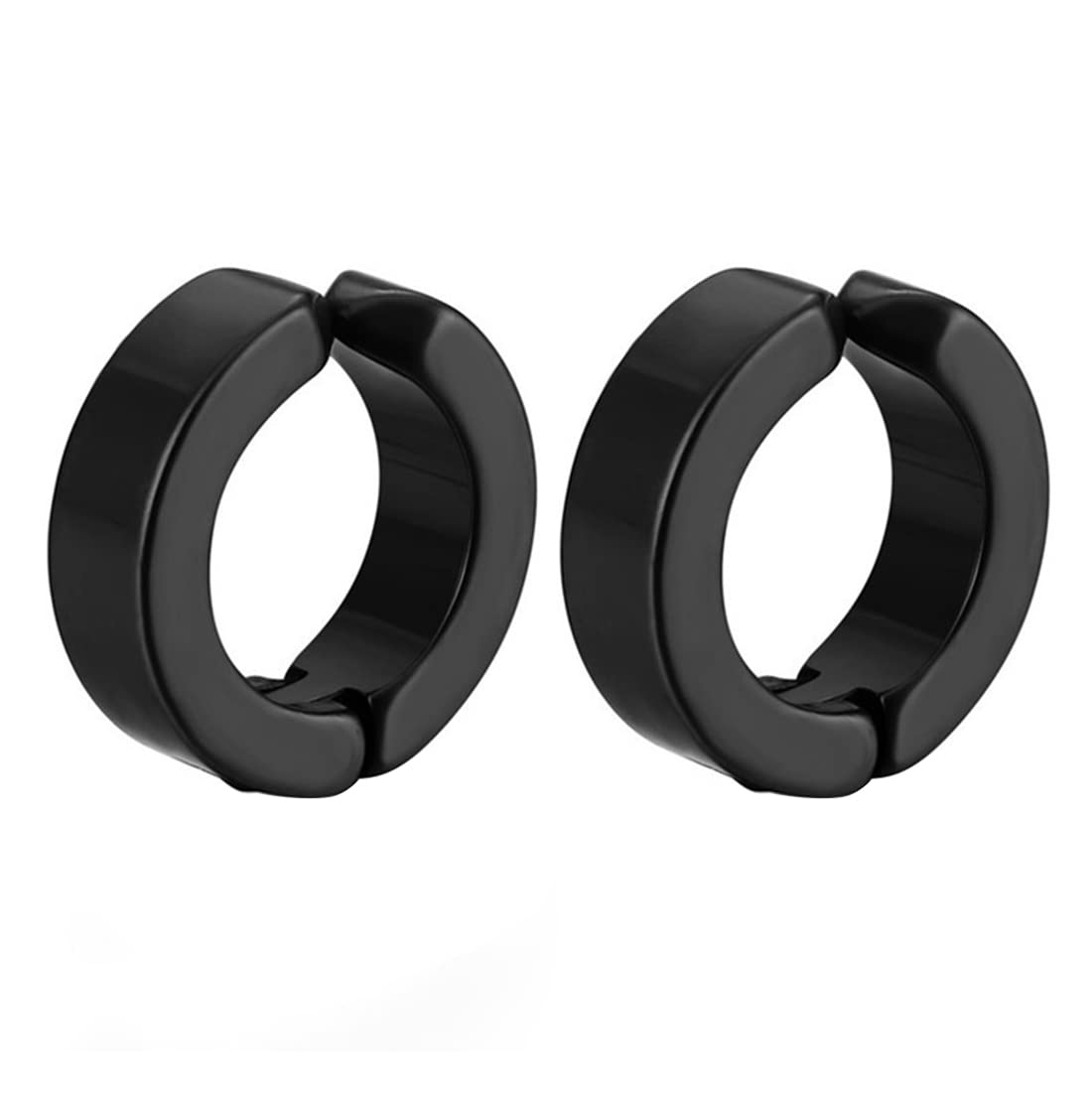 10 Pieces Non-Piercing Earrings Ear Clip Fake Ear Hoops for Men and Women Stainless Steel 5 Pairs Black Set