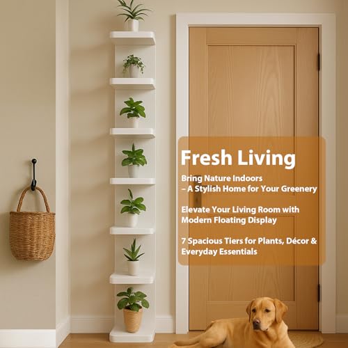 LitaEther Versatile 7 Tier Wall Shelf Unit,White Lack Wall Shelf,Display Floating Shelf with Round Edge - color: White, size: 7 tier