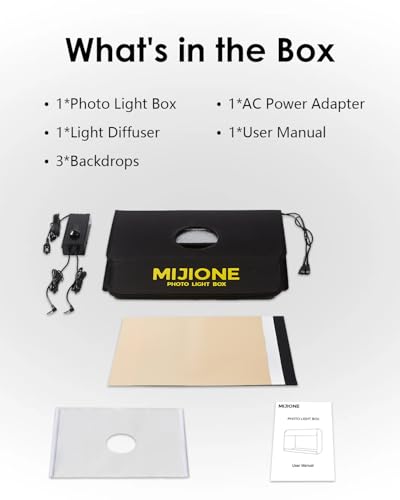 17"x13"x13"Light Box Photography,Foldable Bi-Color Dimmable Shooting Tent Kit with LED Lights & 3 Backdrops,Photo Light Box for Product Photography