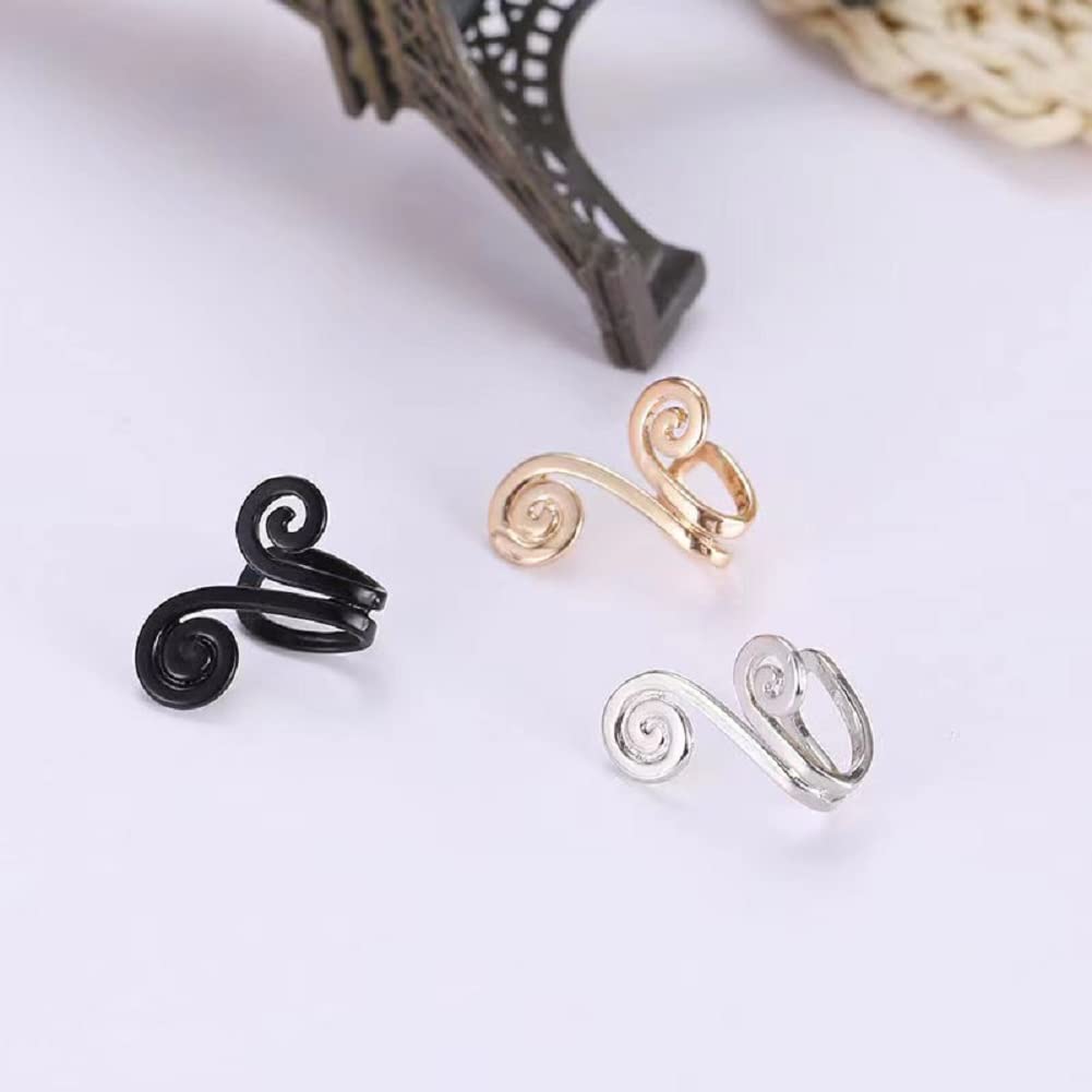 Acupressure Slimming Earrings,3 Pair Ear Ornament,Non Pierced Ears Earrings for Acupressure,for Weight Loss (Black+Gold+Sliver)
