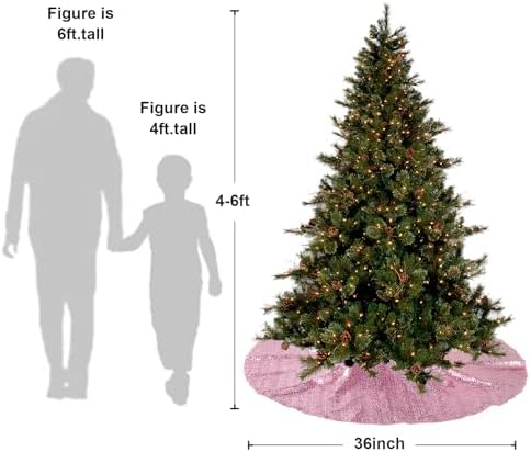 Poise3EHome Fuchsia Pink Christmas Tree Skirt, 36 Inch Sequin Tree Skirt