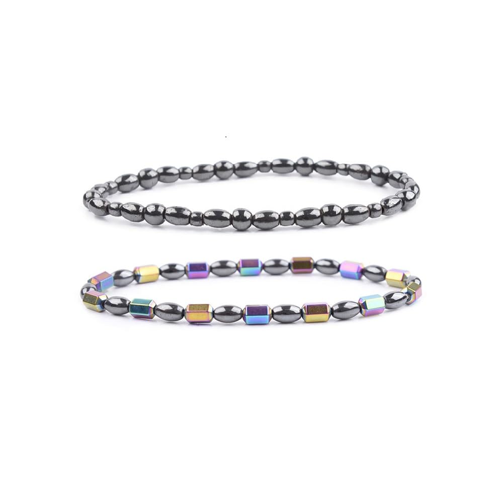 Yocoyee 2pcs Anklet Hematite Relieve Joint Pain Healing Therapy Healthy Foot Anklet for Women Men-Style 3