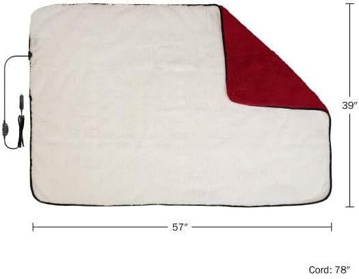 Stalwart Heated Car Blanket 2-Pack - 12V Heated Blanket for Car, RV or Camping - 57x39” Portable Electric Travel Throw - 2 Heat Levels - Tailgating Essentials (Red)
