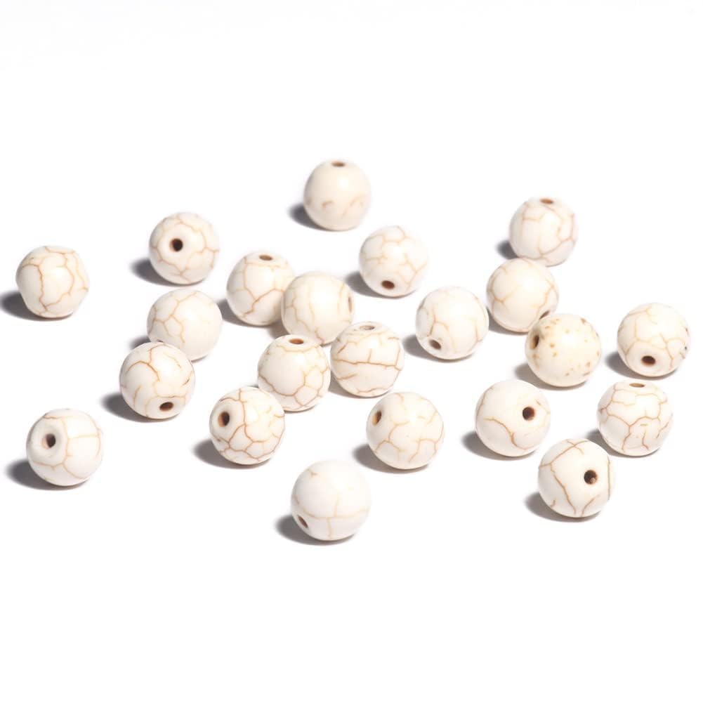 Yochus 60pcs White Turquoises Beads,6mm Healing Power Natural Stone Round Loose Beads for Jewelry Making Earring Necklace DIY Crafts