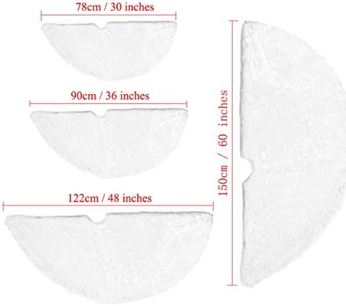 Snowy White Plush Christmas Tree Skirts, 36 inches Luxury Plush Long Haired Faux Fur Xmas Tree Base Cover Mat for Xmas New Year Home Party Decorations (36 inches, Pure White)
