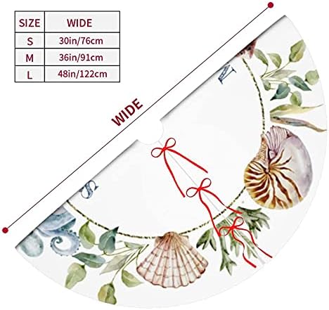 36" Christmas Tree Skirt, Tropical Coastal Beach Theme Xmas Tree Skirt for Christmas Decorations Skirt Xmas Holiday New Year Party Tree Mat Decor Indoor Outdoor