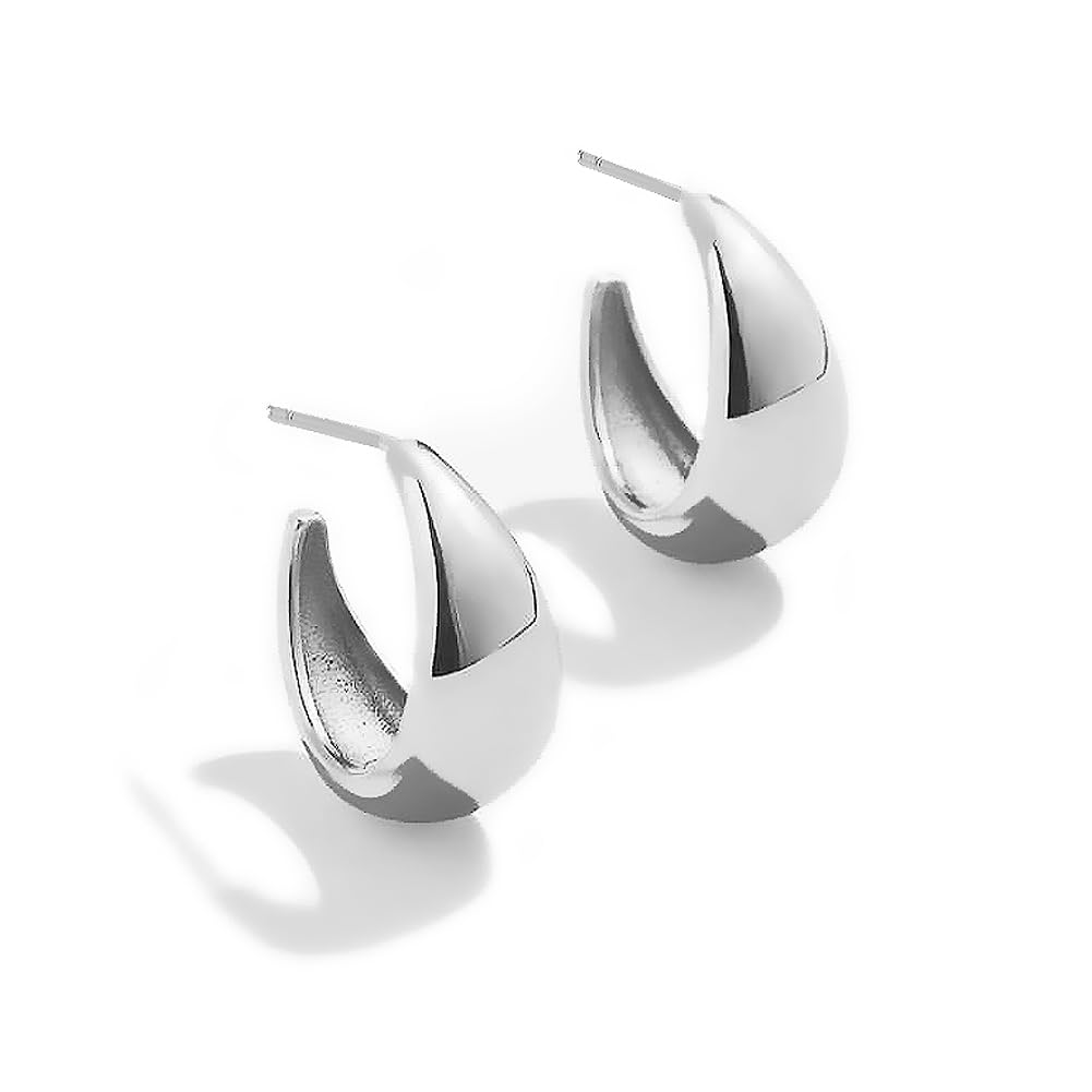 Obidos 14K Gold Plated Small Chunky Open Hoops | Thick Lightweight Gold Hoop Earrings for Women