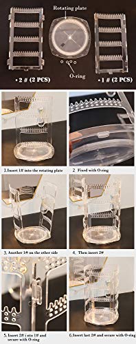 Sooyee White Earring Organizer,360 Rotating Earring Holder,4 Tiers Jewelry Rack Display Classic Stand, 156 Holes and 160 Grooves for Necklaces Earrings Piercings - color: White