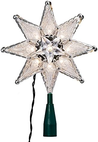 Kurt Adler 10-Light 8-Point Star Christmas Treetop, 8-Inch, Clear