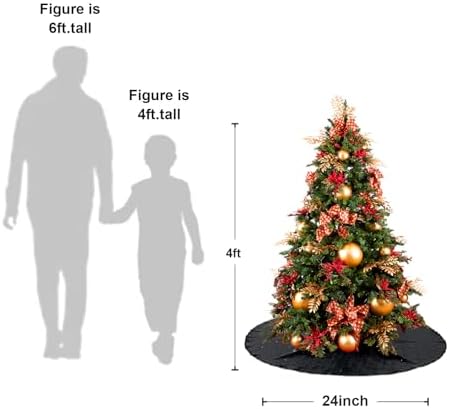 Poise3EHome Black Christmas Tree Skirt, 24 Inch Sequin Tree Skirt