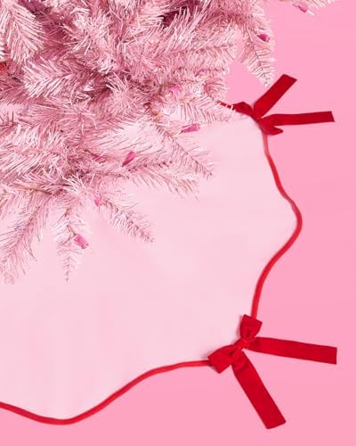 xo, Fetti Pink Christmas Tree Skirt | 36" | Holiday Bow Decorations, Merry Xmas Party Accessory, Tree Stand Collar Blanket
