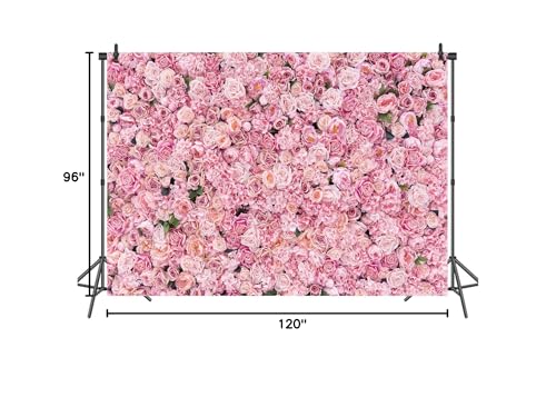 10x8ft Pink Rose Wall Background Spring Pink Flowers Backdrops Girls Women Birthday Party Weeding Bridal Shower Anniversary Ceremony Decor - size: 10 x 8 ft