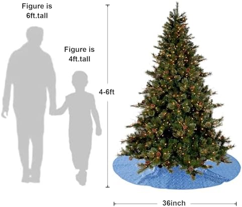 Poise3EHome Baby Blue Christmas Tree Skirt, 36 Inch Sequin Tree Skirt