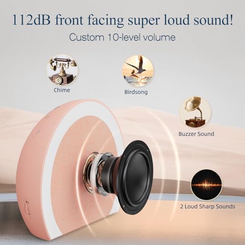 ANJANK Loud Alarm Clock with Wireless Bed Shaker, Vibrating Dual Alarm with Light Wake Up for Heavy Sleepers & Hearing Impaired, 9-Color Night Light, 8 Alarms, 0-100% Dimmer, USB Charger, Bedroom