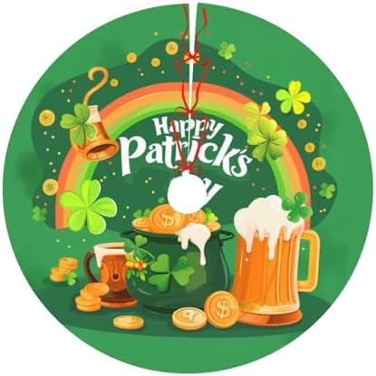 Rainbow St Patricks Day Tree Skirts Xmas Ornaments, Green Tree Skirt for Christmas Party Holiday All Occasions 36"