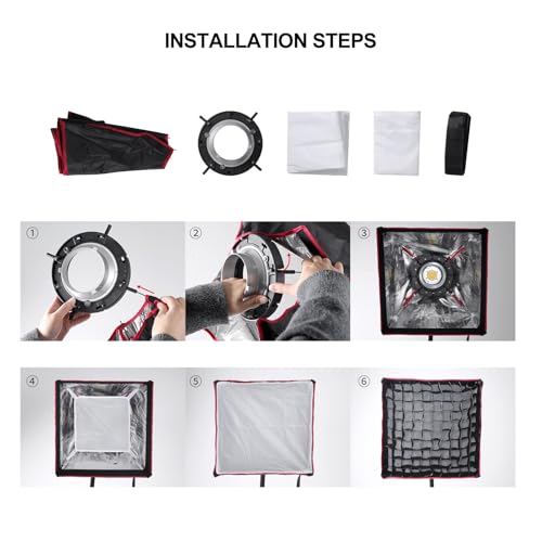 GVM Portable Square Softbox 40 * 60cm with Grid Diffuser Fast-Setup Bowens Mount Softbox Compact Photography Lighting Softbox for Photography Shooting Continuous Light Monolight Strobe Flash - size: 4060H