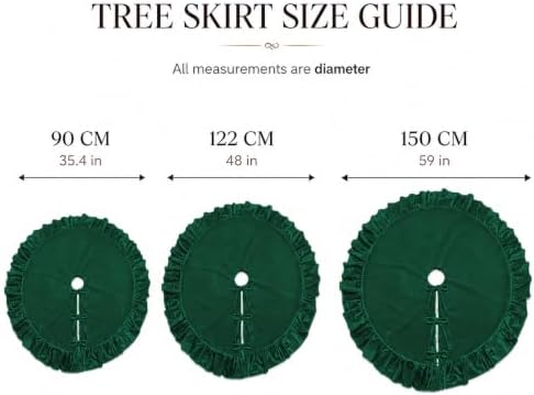 Christmas Tree Skirt,Velvet Tree Skirt with Ruffled Edge, Classic Large Velvet Fur Plush Tree Skirt for Merry Christmas(DarkGreen,48Inch)