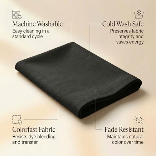 ACCENTHOME Accent Home 100% Cotton Napkins, Delicate Cloth Napkins for Dinners, Parties and Weddings,18 x 18 Inch Set of 12 - Black - color: 08 - Black - Twill, size: 18"x18" - Pack of 12