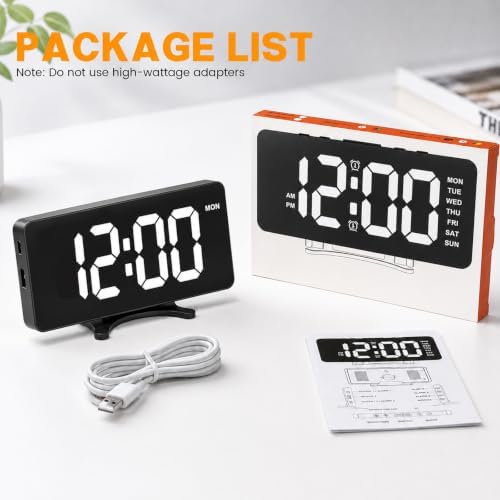 Digital Alarm Clock for Bedroom Dimmable Dual Desk Clock for Heavy Sleepers | Easy Setup, Large Number, 5 Alarm Modes