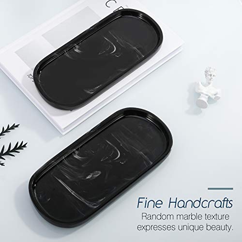 Luxspire Bathroom Vanity Tray Kitchen Soap Tray, Oval Toilet Tank Tray, Bathroom Countertop Organizer Tray for Jewelry Perfume Soap Dispenser Candle - 9.8 Inch, Matte Ink Black - color: Ink Black, style: Small