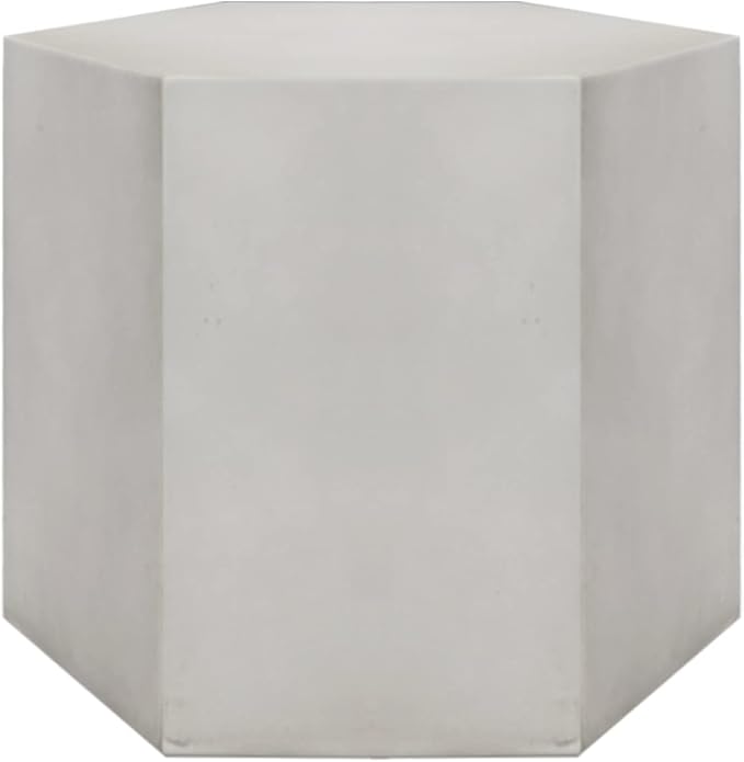 COSIEST Concrete Accent Table, Hexagon Patio Side Table 14.5''Wx12''H, Modular Design Indoor Outdoor End Table, Light Grey