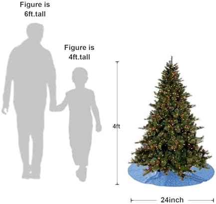 Poise3EHome Baby Blue Christmas Tree Skirt, 24 Inch Sequin Tree Skirt