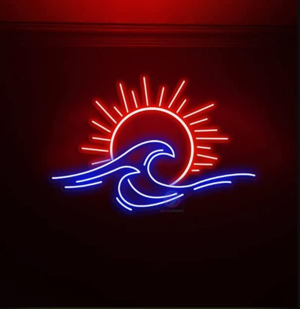 Ulalaza LED Decorative Lights USB Mountains Sunrise Sunset Led Neon Signs Home Decoration Wall Art Holiday Gift Brightness Adjustable 15.7''x15''