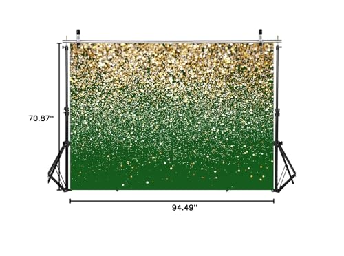 8x6ft Green and Gold Backdrop Birthday Gold Spots Bokeh Wedding Prom Graduation Photography Background X-224 - color: Green, size: 8X6ft