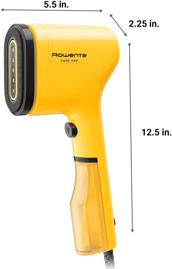 Rowenta PurePop Handheld Steamer for Clothes 1.5Lbs 15 Second Heatup,2.3 Oz Capacity 1150 Watts Portable,Ironing,Fabric Steamer,Garment Vacation Essentials,Travel Must Have Yellow DR2026 DR2026U1