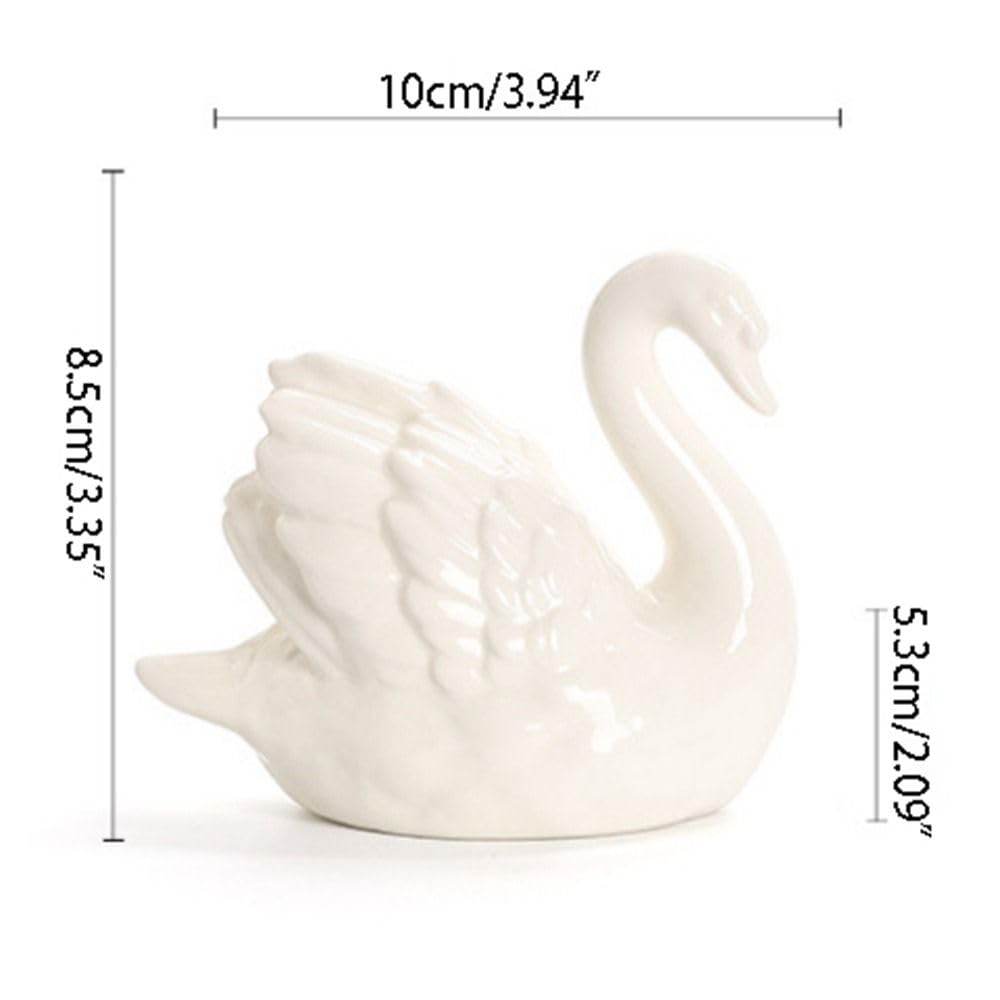 zaoalife Ceramic Swan Ornaments,White Swan Statue,Swan Shape Plant Container,Decorative Succulents Pot Planter,Elegant Swan Swan Pot