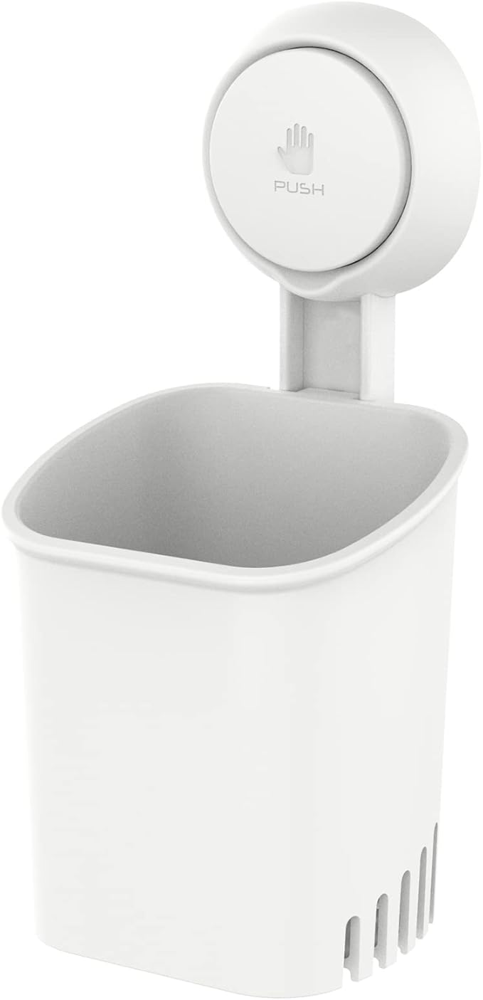 TAILI Suction Toothbrush Holder for Shower Wall, No Nail, No Glue, No Tool! Self-draining Shower Cup for Razor, Toothpaste, Kitchen Tableware, Strong Suction Cup Toothbrush Holders for Bathroom, White