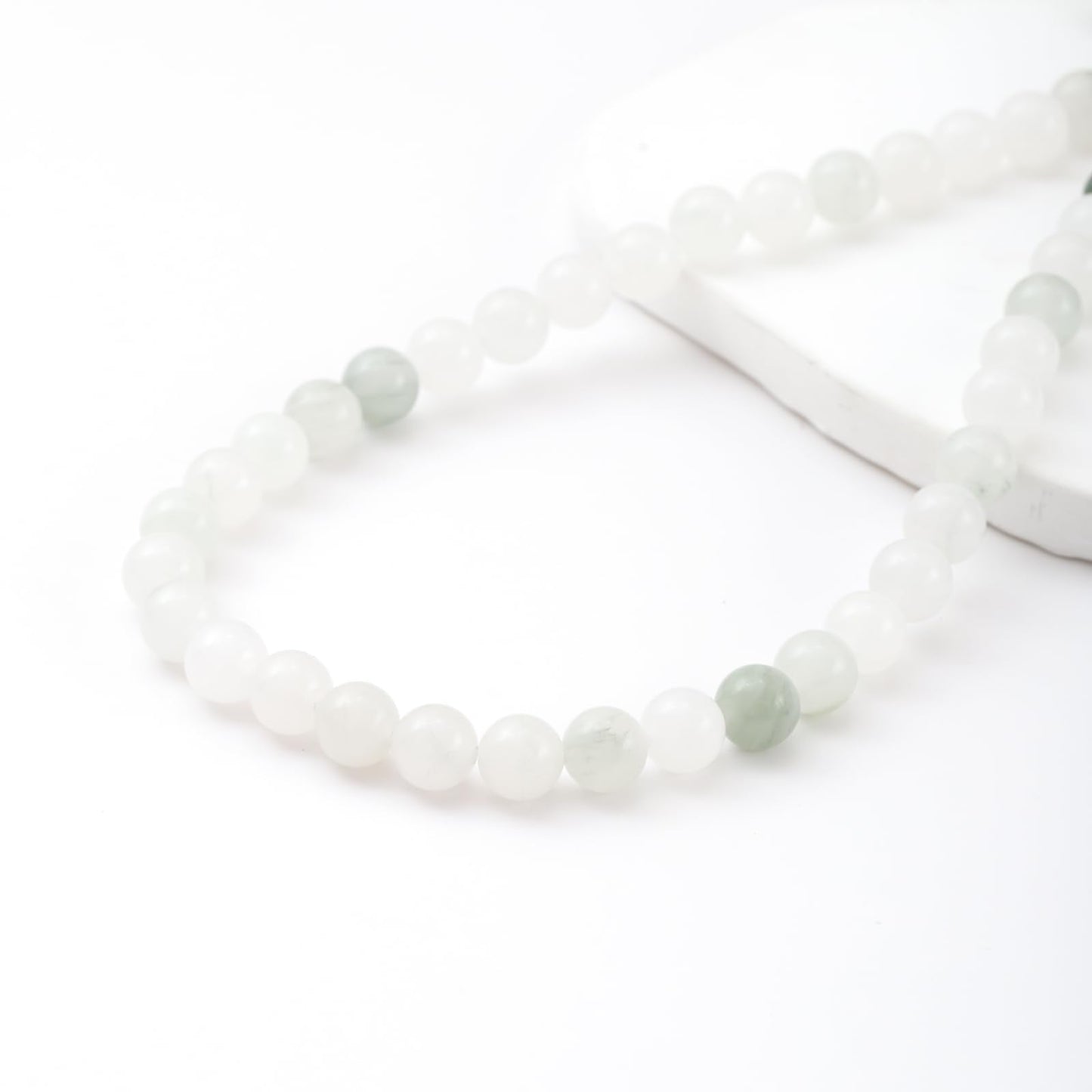 8mm 45pcs DIY Natural White Jade Stone Beads Round Healing Crystal Gemstone Loose Beads for Jewelry Making Handmade Bracelet Necklace