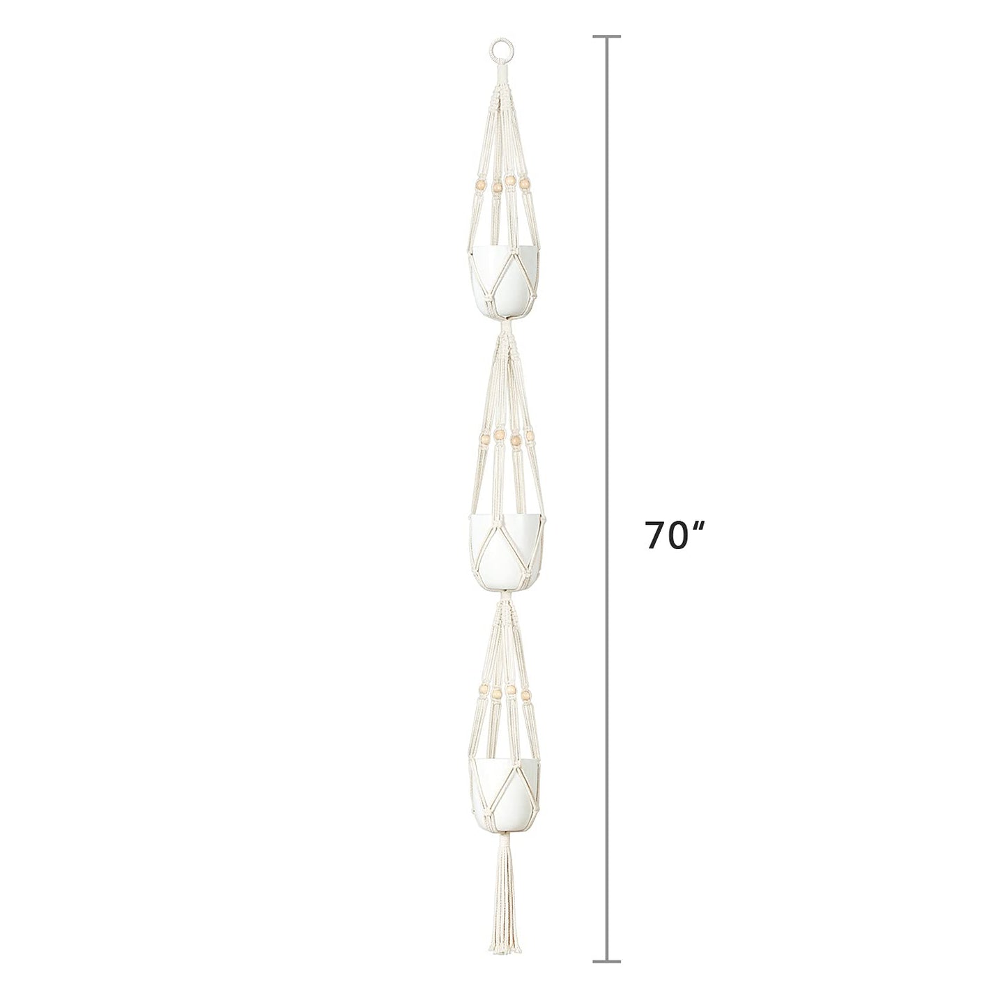 Mkono 1 Pack 43 Inch Macrame Plant Hanger and 1 Pack 70 Inches 3 Tier Macrame Plant Hanger Hanging Planter Basket