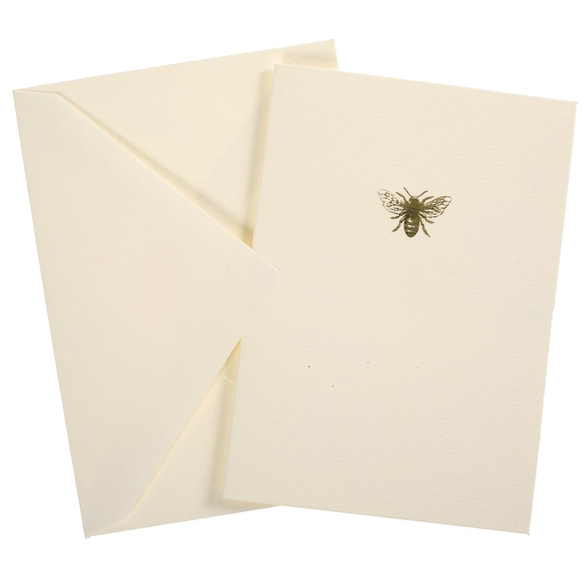 Graphique Bee La Petite Presse Boxed Notecards - 10 Embellished Gold Foil Blank Cards with Matching Envelopes and Storage Box, 3.25" x 4.75"