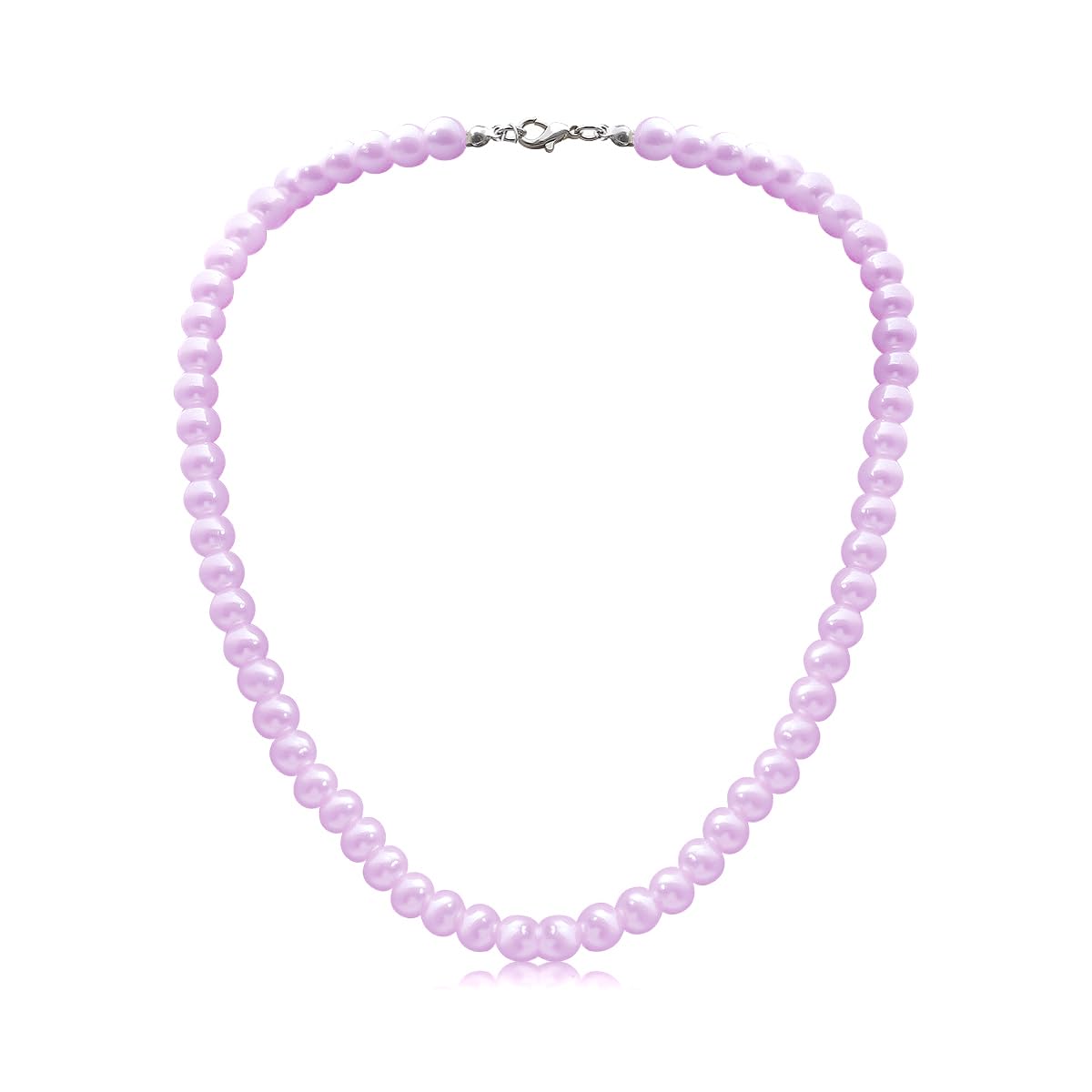 8mm Pearl Choker Necklace Multicolor 1920s Dainty Beads Necklace Costume Prom Party Statement Jewelry for Women-light purple