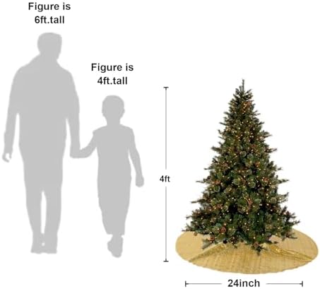 Poise3EHome Gold Christmas Tree Skirt, 24 Inch Sequin Tree Skirt
