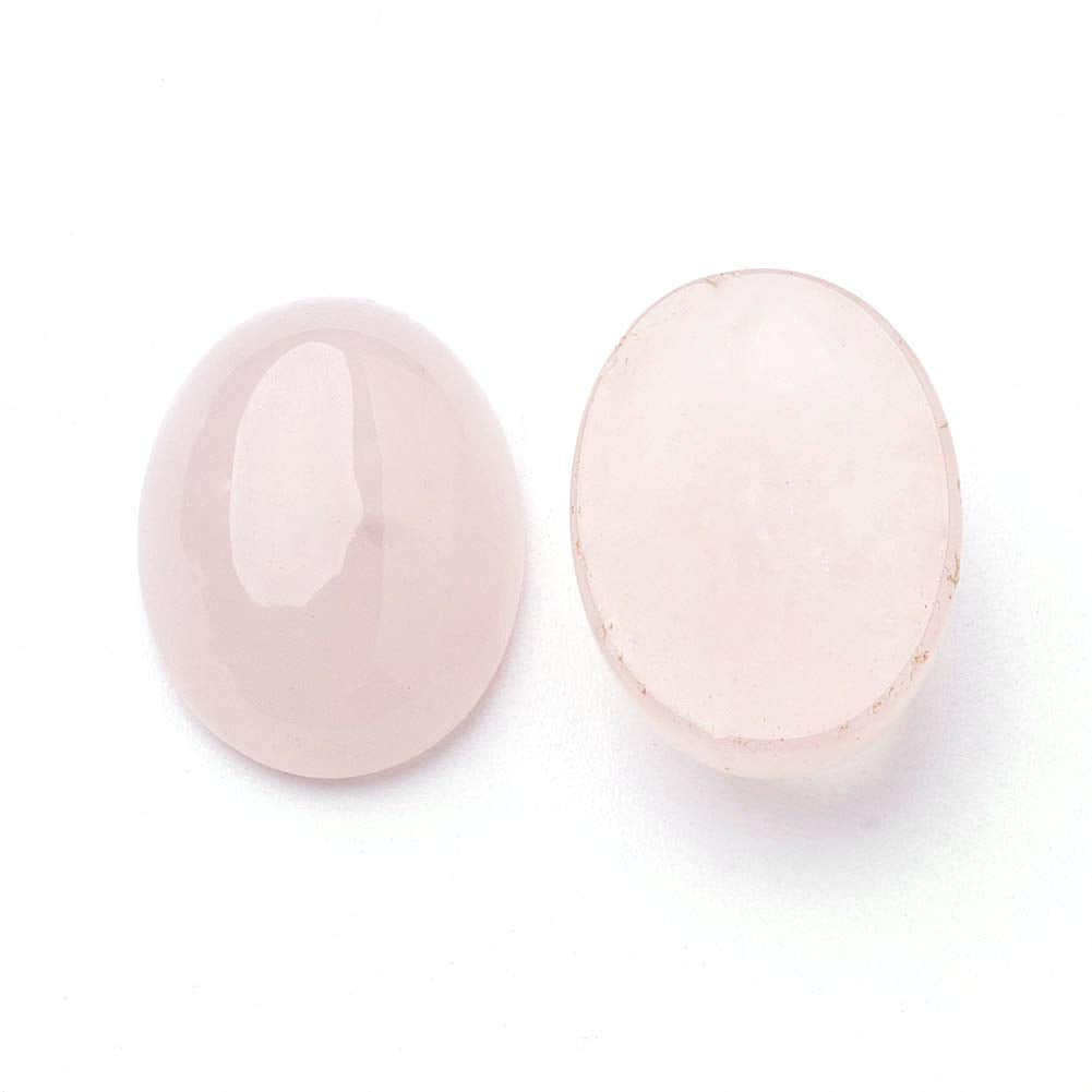 Fashewelry 50Pcs Natural Oval Rose Quartz Flat back Gemstone Cabochons 14x10mm Healing Chakra Crystal Stone Bead Cab Covers No Hole for Jewelry Craft Making