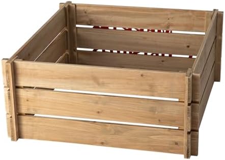 Glitzhome 24" L Christmas Tree Collar, Natural Wooden Merry Christmas Solid Wood Crate Tree Base Cover Farmhouse Tree Collar Christmas Tree Skirt for Artificial Trees