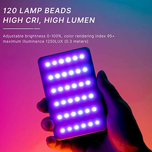 VIJIM VL120 RGB Video Light, Portable LED Camera Light Panel 0-360 Full Color, CRI 95+ 2500-9000K LED 3100mAh Rechargeable DSLR Lighting for Vlogging, Photography, Video Conference