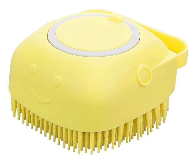 Pet Bath Massage Brush Puppy Dog Cat Grooming Cleaning Soft (Pink)
